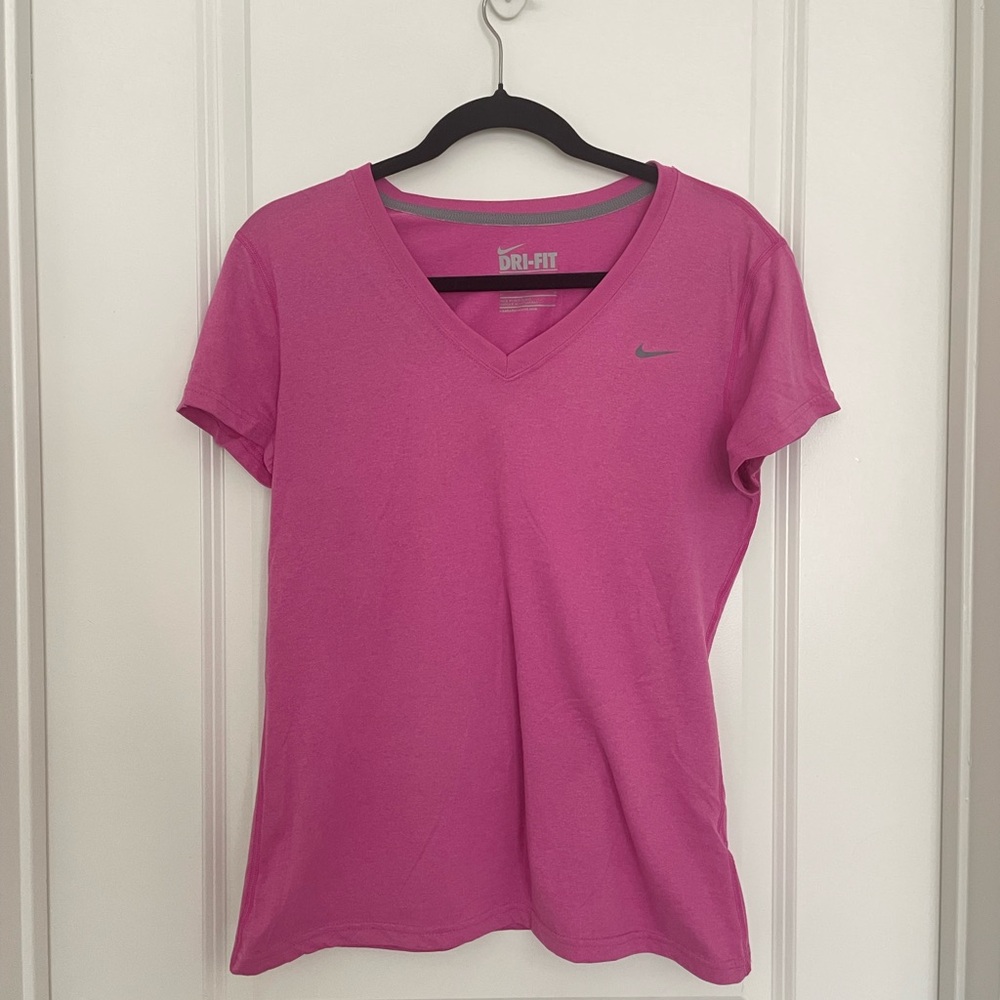 Nike Women's Vivid Pink Dri-FIT Short Sleeve Tee